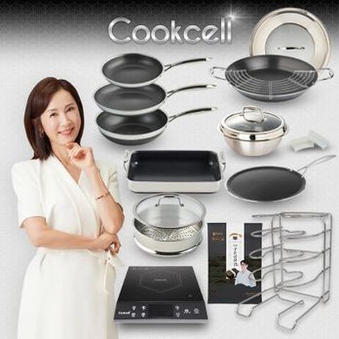 전인화의 쿡셀 세라믹 더블 블랙큐브 프라이팬세트(팬X3+36양수구이팬세트+22cm가마솥세트+28cm유리뚜껑+30cm사각팬+28cm찜기+실리콘손잡이+프라이팬거치대+인덕션+31cm그리들팬+곱창김)