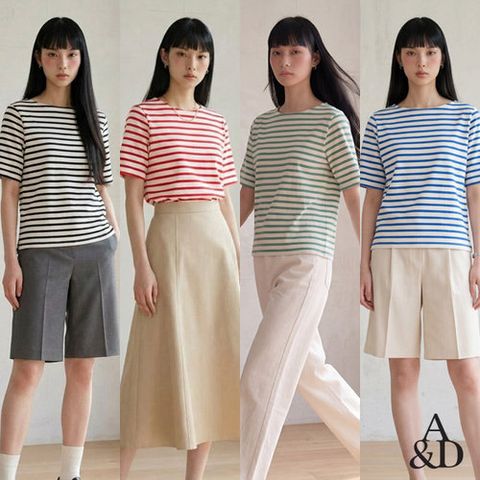 [A&D]26SS 코튼 스판 스트라이프 티셔츠 4종