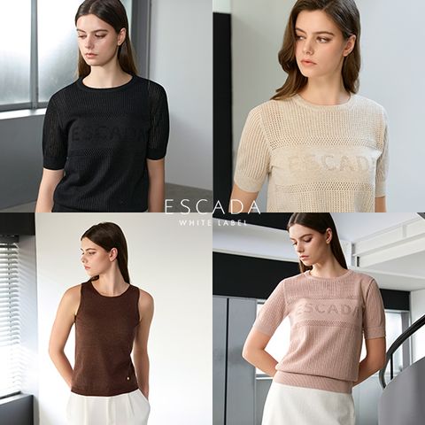 [상시가 199,000원] ESCADA 26SS 크로셰 반팔니트 SET (반팔니트+이너니트)