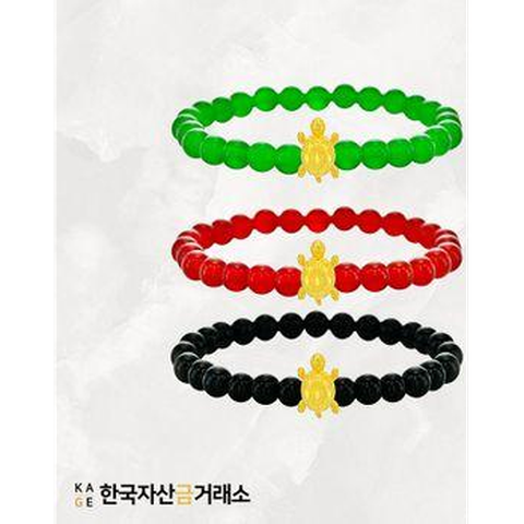 [한국자산금거래소] KAGE 24K 순금 럭키 거북이 원석팔찌
