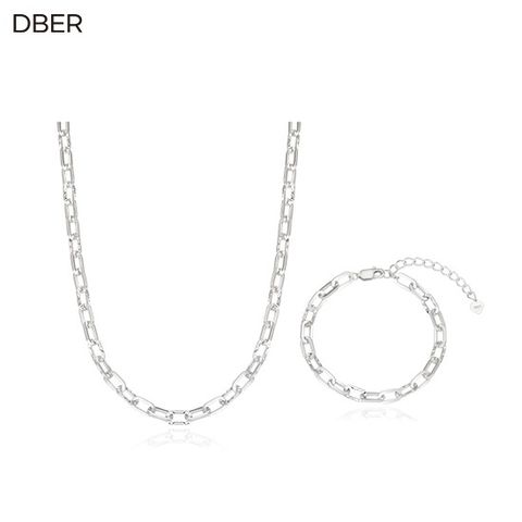 ● SILVER 925 콤비 클립 체인 목걸이 + 팔찌 세트
