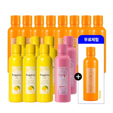 [상]프로폴리스 가글 오리지널 600ml 8개 + 유자 600ml 6개 + 벚꽃 600ml 2개 + 오리지널 600ml 1개(무료체험)