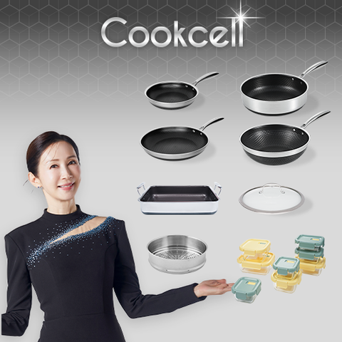 블랙큐브 쿡셀 홀로그램큐브팬 실속세트(프라이팬22cm, 프라이팬28cm, 소테팬28cm)+ 궁중팬28cm+사각멀티팬+28찜기+28유리뚜껑+쿡셀 내열유리 밀폐용기 8종