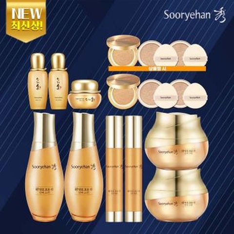 수려한 발효 효윤진(스킨+크림+앰플)X2+화윤 3종(스킨+에멀전+크림)+럭셔리 앰플쿠션(본품+리필X2)+(상품평시)럭셔리 앰플쿠션(본품+리필X2)