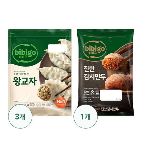 비비고 왕교자 1.05KG X 3 + 수제진한김치만두 200G X 1