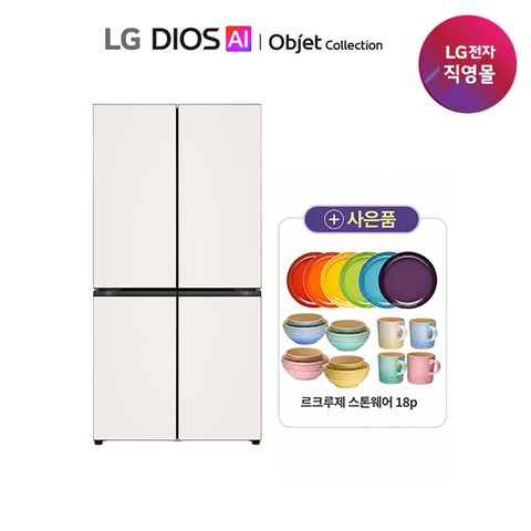 LG 디오스 AI 오브제 글라스 4도어 냉장고 1등급_H876GBB031