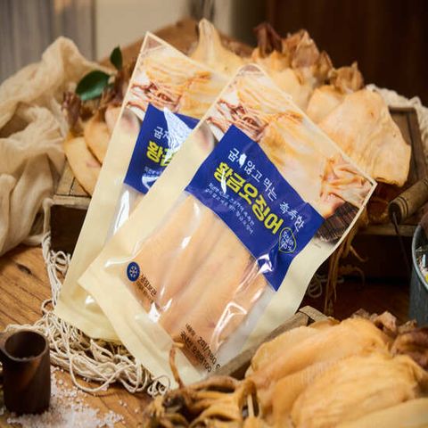 [방송에서만] 굽지않고 바로먹는 촉촉한 국내산 황금오징어 4팩(8미) + 오징어채 2봉