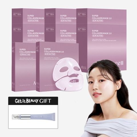 [80매/유인나패키지] 슈퍼 콜라겐 마스크 2.0 ECM ACTIVE 12매X6박스+4매X2박스+갈바닉 아이크림 1