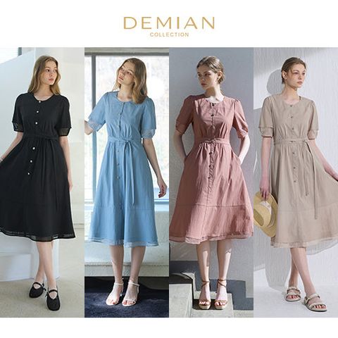 [데미안(DEMIAN)] 26SS 시에라 라운드 벨티드 썸머 원피스 1종 + 벨트 1종 (총 2종)