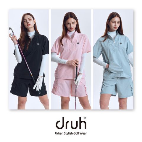 드루 여성용 이지스윙 셋업 3종세트 (라운드티+카라티+반바지)