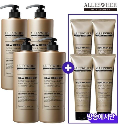 [최강★스펙]  알레스버 독일 맥주효모 샴푸 (1,000ml x 4통 + 250ml x 4통)