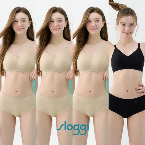 [전고객1세트][슬로기(Sloggi)] 썸머 쿨 터치 제로필 스킨 브라팬티 (4세트/ 스트랩형)