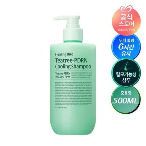 [삼성카드5%할인]힐링버드 티트리  피디알엔 쿨링 샴푸 500ml 