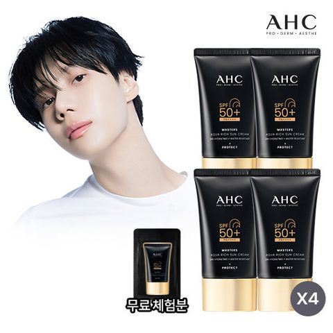 [최초공개대용량패키지] AHC 마스터즈 아쿠아 리치 선크림  4통 패키지