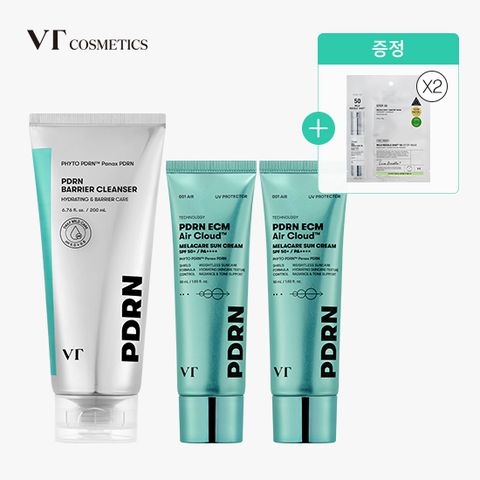 [월리런XVT] PDRN 이씨엠 에어 클라우드 멜라케어 선크림 2개+PDRN 베리어 클렌저1개 + GIFT