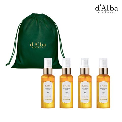 [dAlba] 로얄 화이트트러플 세럼4통+벨벳파우치(그린)