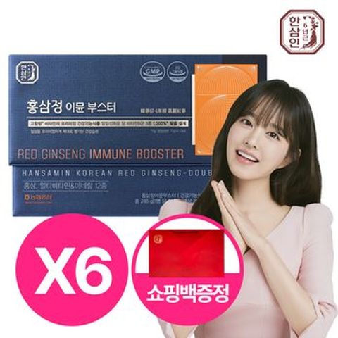 (2중제형 홍삼비타민)농협한삼인 홍삼정이뮨부스터 6박스+쇼핑백 6개
