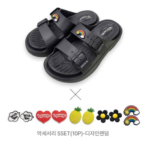 Arch-9 기능성 슬리퍼_블랙+신발악세서리4P