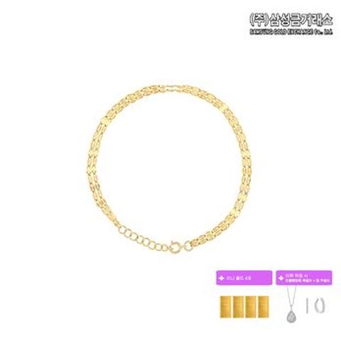 (주)삼성금거래소 24K 순금 리브 두줄 팔찌 1.9g+미니골드바 0.05gX4+(상품평시)드롭팬던트 목걸이+링 귀걸이