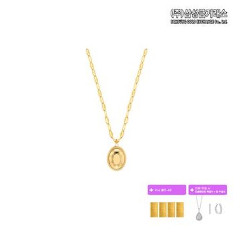 (주)삼성금거래소 24K 순금 리브 팬던트 목걸이 3.3g+미니골드바 0.05gX4+(상품평시)드롭팬던트 목걸이+링 귀걸이