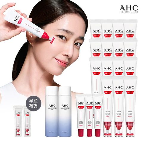 ★폭염탈출패키지★ AHC 최신상 풀 리프트 아이크림 포 페이스 18통+체험분 2개+펩타이드 기초 2종(토너+로션)