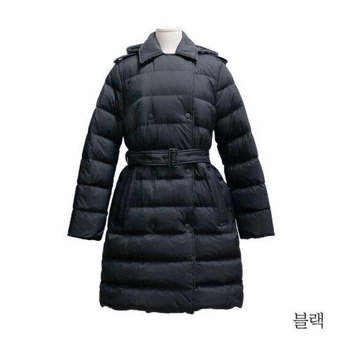 버버리 후드 롱 벨트 다운 패딩