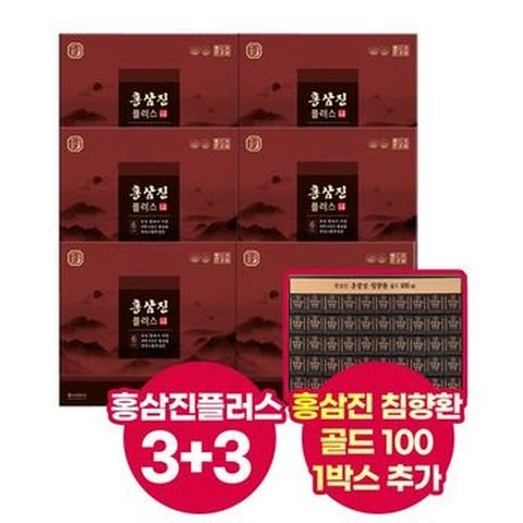 (명절특가구성)홍삼진플러스 3박스(90포)+3박스(90포)+침향환 1박스(100환)+쇼핑백 7개