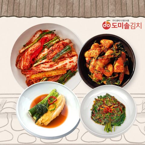 [도미솔] 박미희 명장 특선겉절이3kg+삼색물김치3kg+총각김치2kg+깻잎김치0.5kg