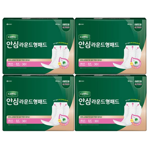 안심 성인 요실금용 라운드형 패드 30개입 4팩