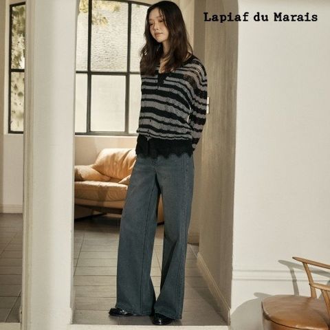 라삐아프 26FW 스트레이트핏 사이드라인 파이핑 데님 1종