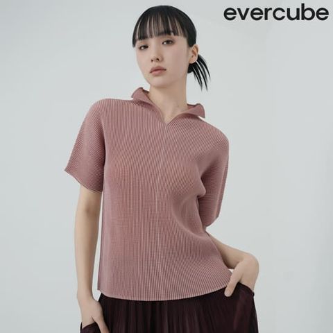 에바큐브 26SS 2도플리츠 오픈카라 블라우스