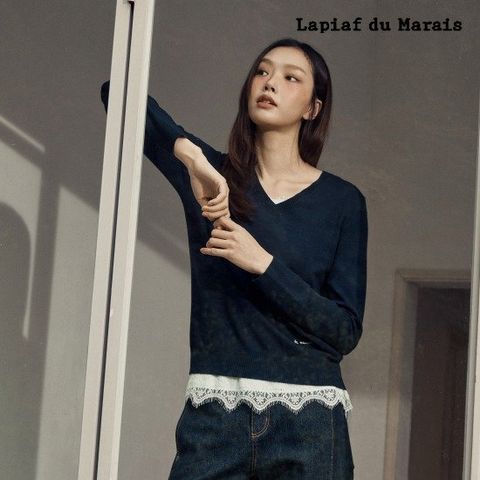 라삐아프 26FW 레이스 디테일 니트탑 2종(블랙+크림)
