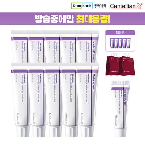 [센텔리안24] *최대용량 패키지 동국제약 마데카 크림 타이트리프팅 50ml 10개 + 15ml  1개+ (체험분)1ml 5개 + 종이팩 2개