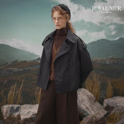 로얄메르 26FW 체크라이닝 숏 트렌치점퍼