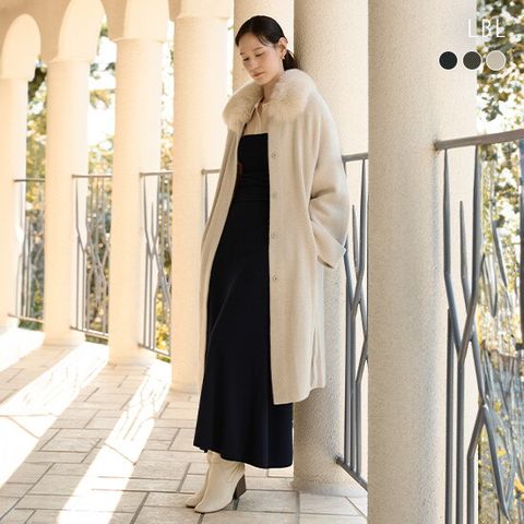 ○26FW 라쿤울 블렌디드 Fox fur 이중직 니트코트