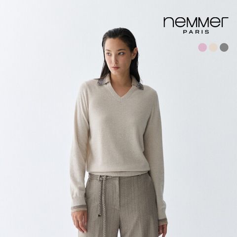 26FW 캐시미어울 블렌딩 브이넥 샤이닝 니트