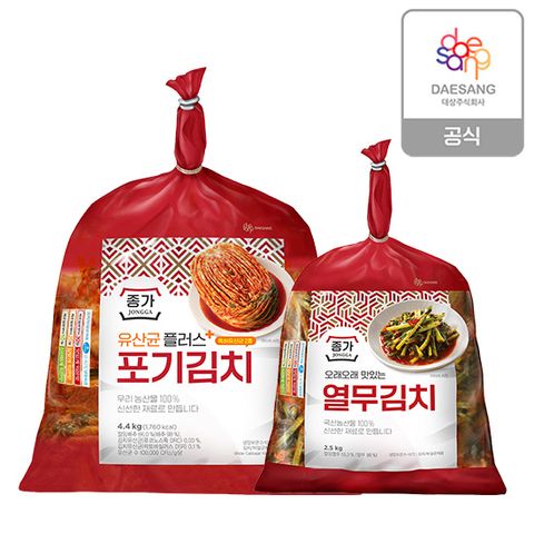 [종가] 유산균플러스 포기김치 4.4kg+열무2.5kg (kt알파 단독 상품)