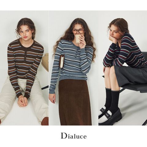 디아루체 26 FW 3도 멀티스트라이프 헨리넥 니트 3종