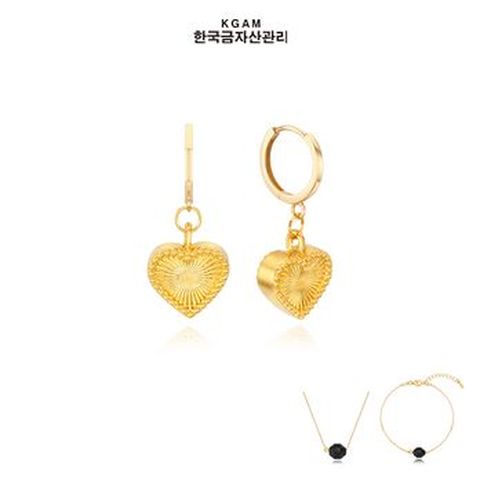 (방송에서만)[한국금자산관리] KGAM 24K 순금 하트드롭 원터치 귀걸이+추가
