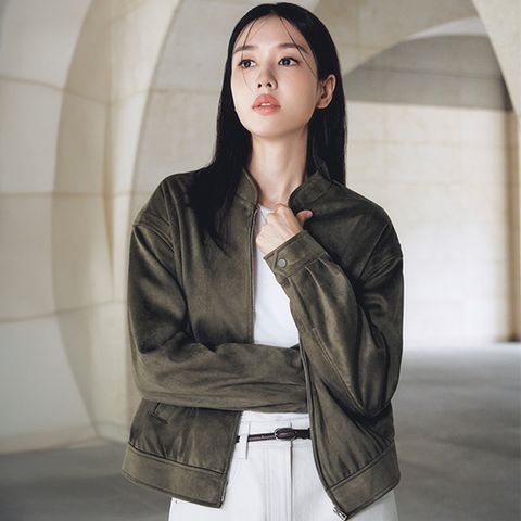 멜로우 FAUX 스웨이드 봄버점퍼