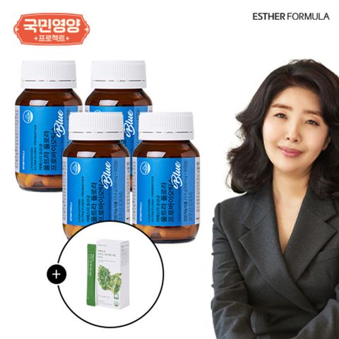 (국민영양프로젝트) 여에스더 유산균 블루 4병(8개월분)+컬리케일1박스