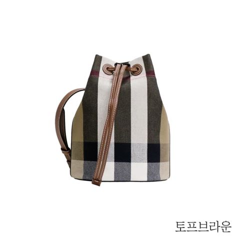 버버리 체크 캔버스 버킷백