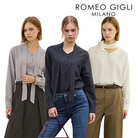 [로메오질리(ROMEO GIGLI)] 26FW 아르모니 피치 타이 블라우스 2종
