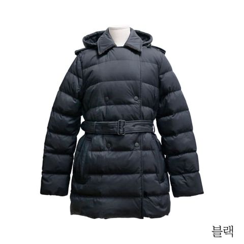 버버리 후드 벨트 다운 패딩