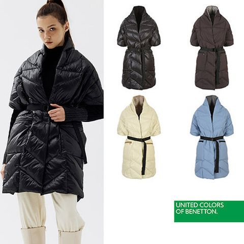 [베네통] BENETTON 하이브리드 롱 다운 숄