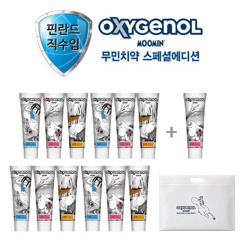 ★추석맞이치약최다패키지★ 핀란드 자일리톨 치약 직수입 무민에디션 12통+1통더+포토리뷰시1통더 + 무민쇼핑백