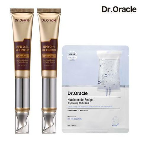 [롯데카드5%할인][주름 미백 세트] 닥터오라클 레티놀 진동 아이크림 15ml x 2개 + 미백화이트 마스크팩 10매