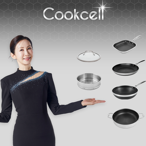 쿡셀 홀로그램큐브팬 프라이팬 세트(정사각프라이팬20cm, 프라이팬28cm, 궁중팬28cm)+양수전골냄비28cm+28찜기+28유리뚜껑