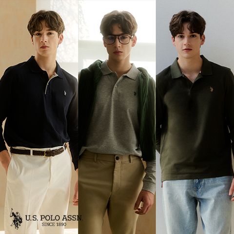 [U.S POLO ASSN.] 26 라이크라® 긴팔 카라티 3종 남성