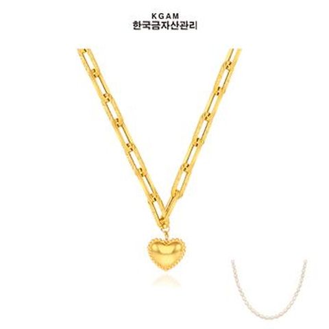 (방송에서만)[한국금자산관리] KGAM 24K 순금 콤비클립 빼를하트 목걸이+추가